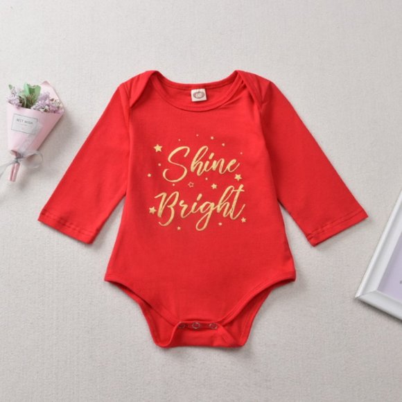 Girl girls baby Christmas Holidays Shine onesie skirt bow red gold cute new - Picture 3 of 9